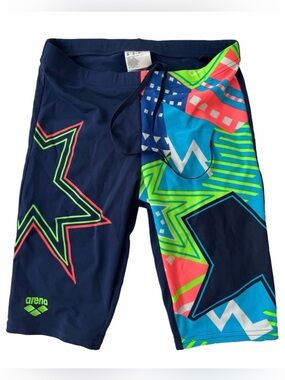 Arena Navy Competitive Swim Training Jammer Bathing Suit Boy Men Size 28